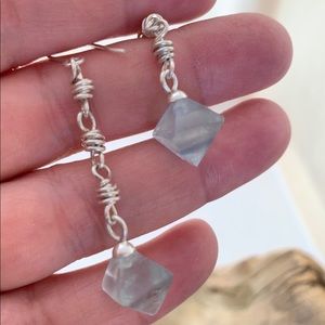 Raw Fluorite Octahedron Crystals On Fine Silver